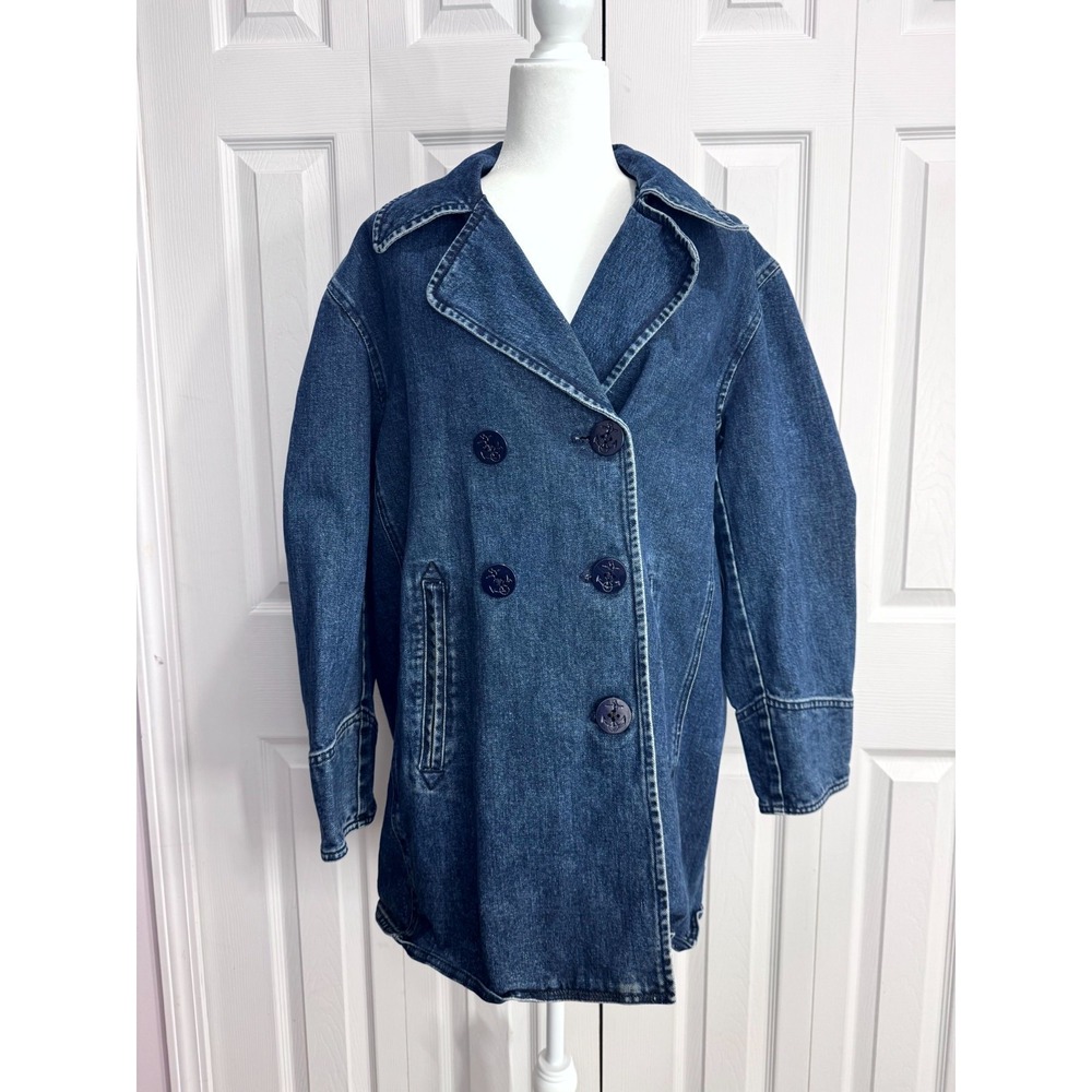 Lauren Ralph Lauren Denim Double-Breasted Pea Coat Women's Small Blue Outdoor